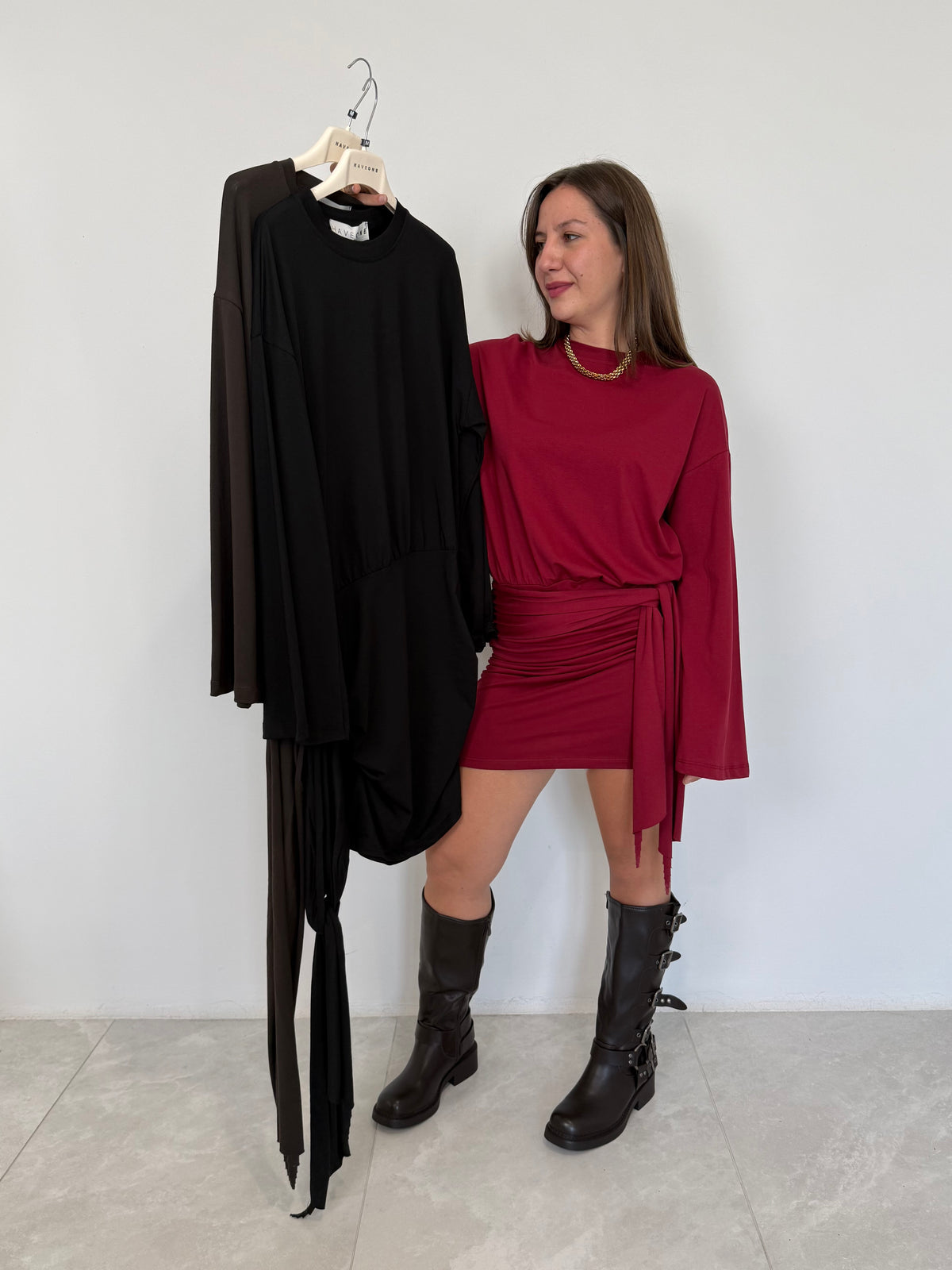 Haveone - Abito corto con manica trapezio