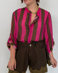 Haveone - Camicia righe larghe fuxia