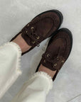 Mocassino in suede moro