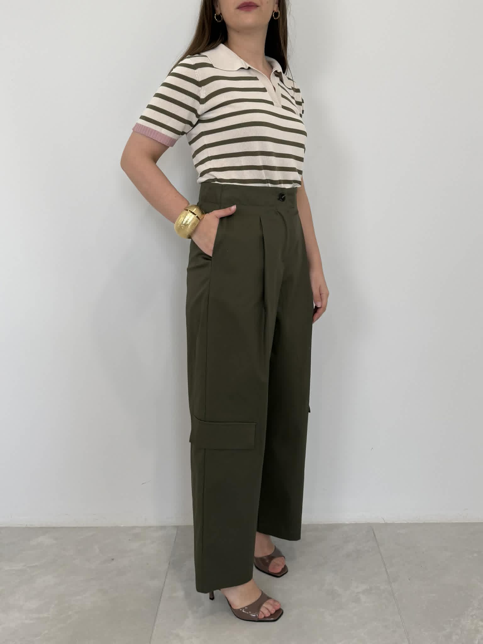 Tensione In - Pantalone tasca bassa verde