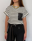 SusyMix - T-shirt taschino paillettes riga nera