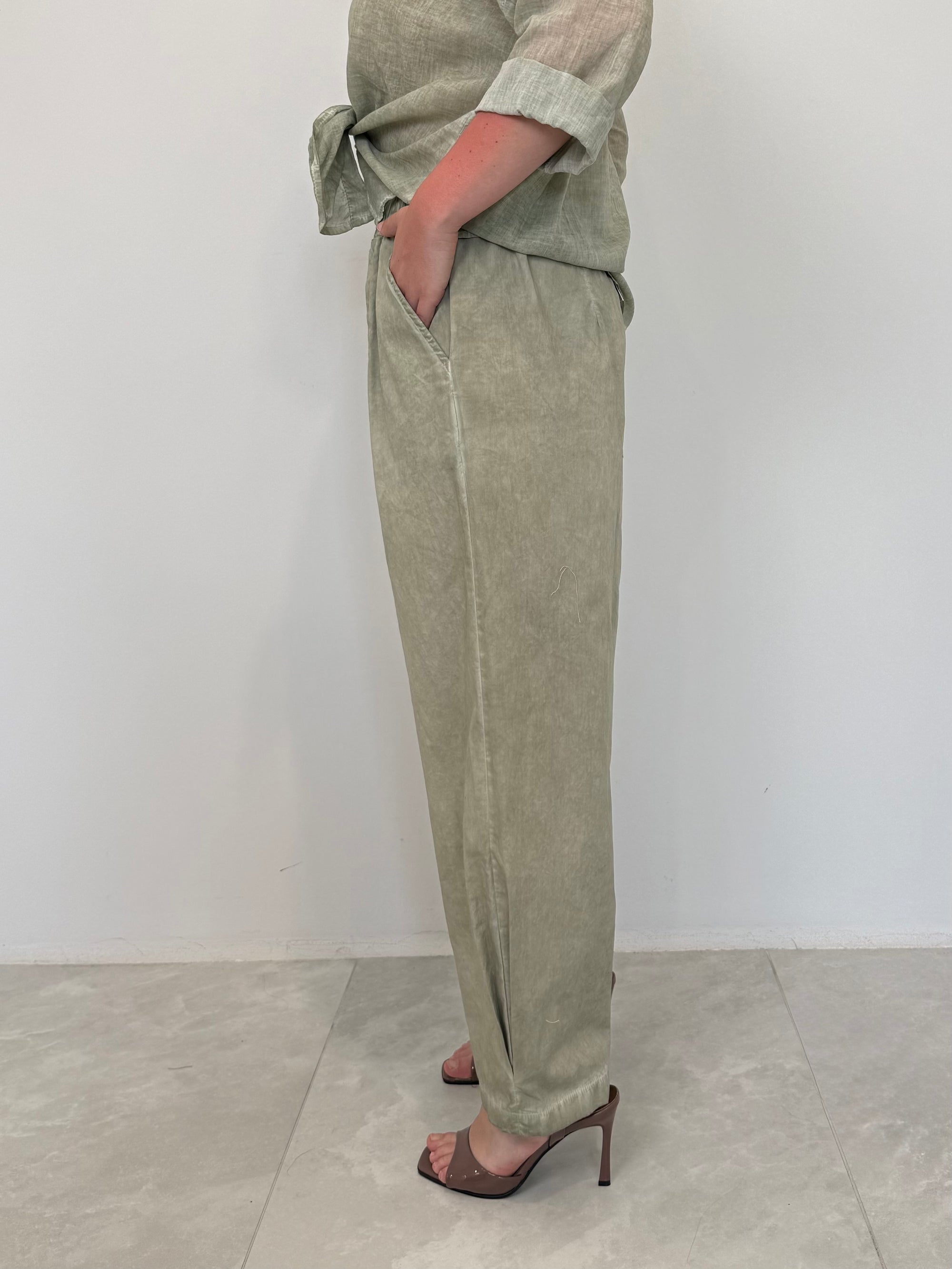 Haveone - Pantalone barrel verde