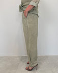 Haveone - Pantalone barrel verde