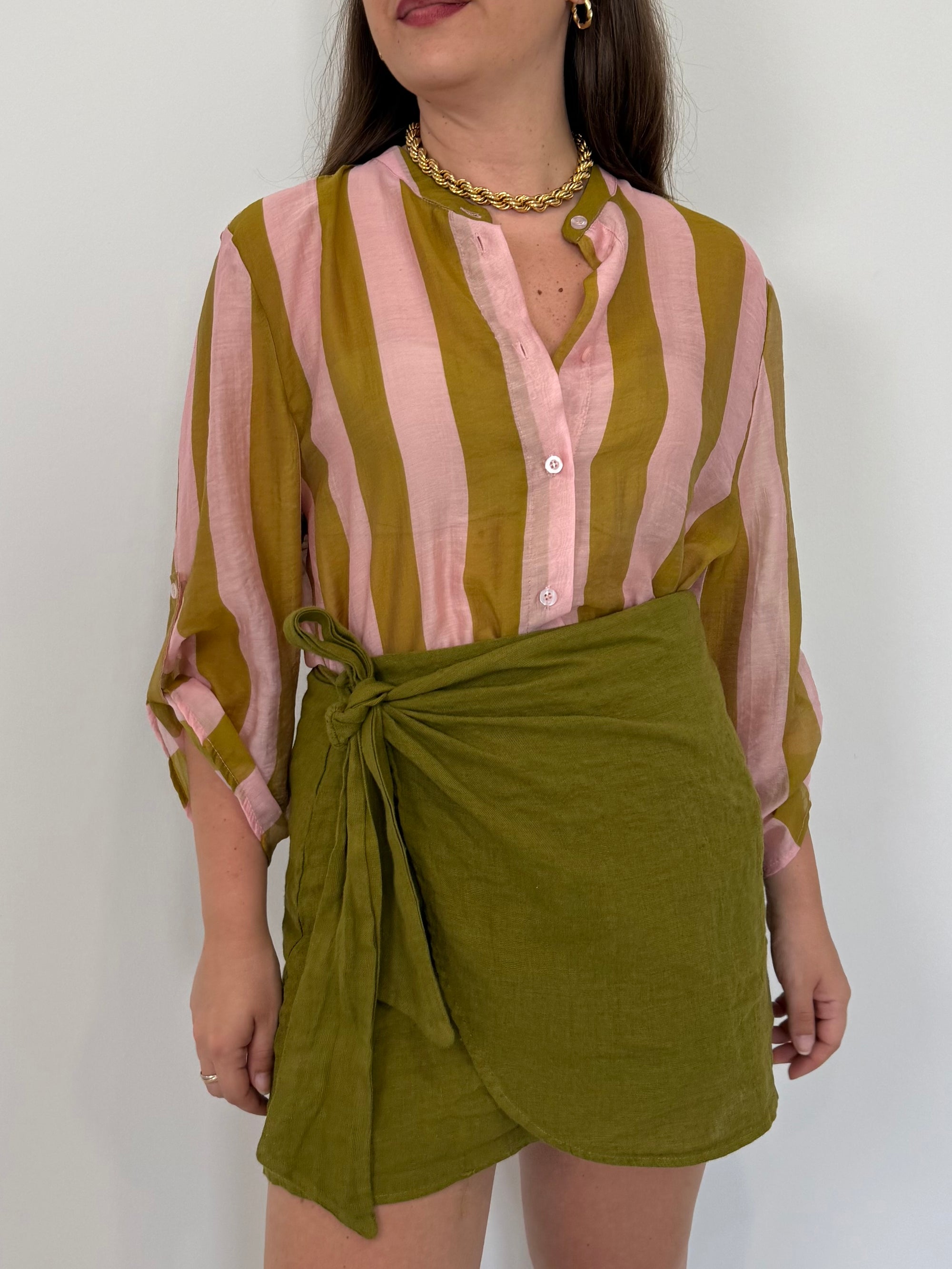 Haveone - Gonna pareo corta 100% Lino olio