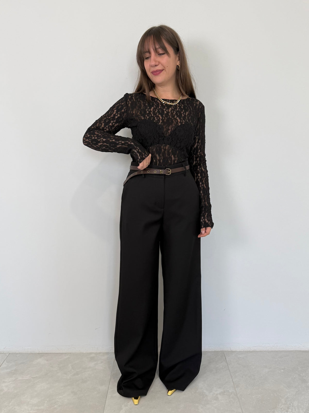 Haveone - Pantalone palazzo nero