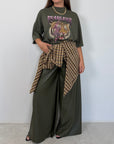 SusyMix - Pantalone palazzo similpelle verde