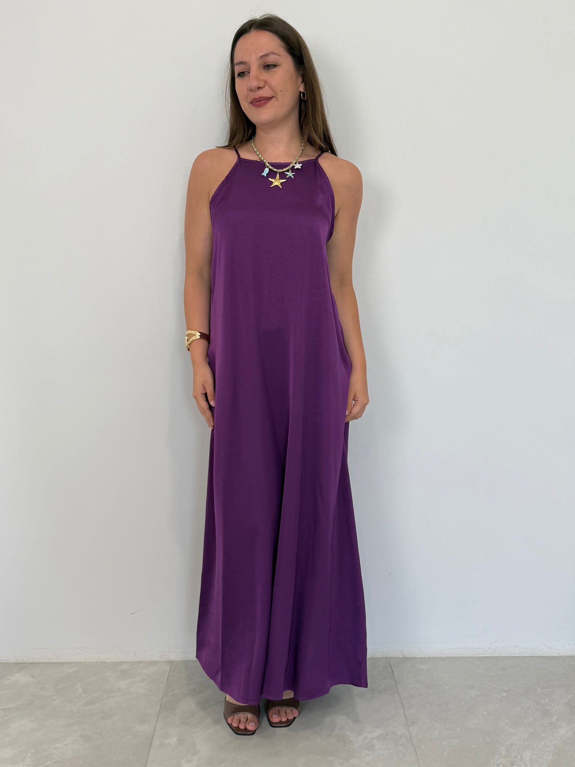 Haveone - Abito scollo quadrato viola