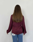 Haveone - Blusa viscosa scollo sciallato ciliegia