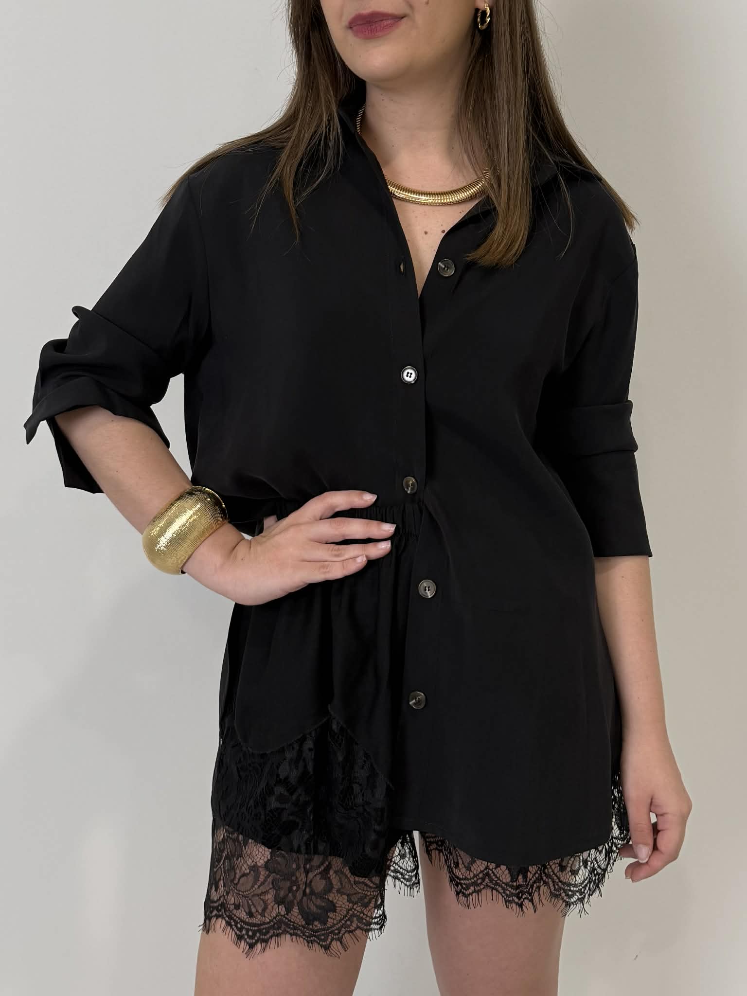 Haveone - Short lingerie con pizzo nero