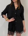 Haveone - Short lingerie con pizzo nero