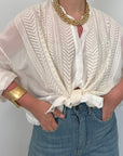 Tensione In - Camicia in seta con ricamo tono su tono