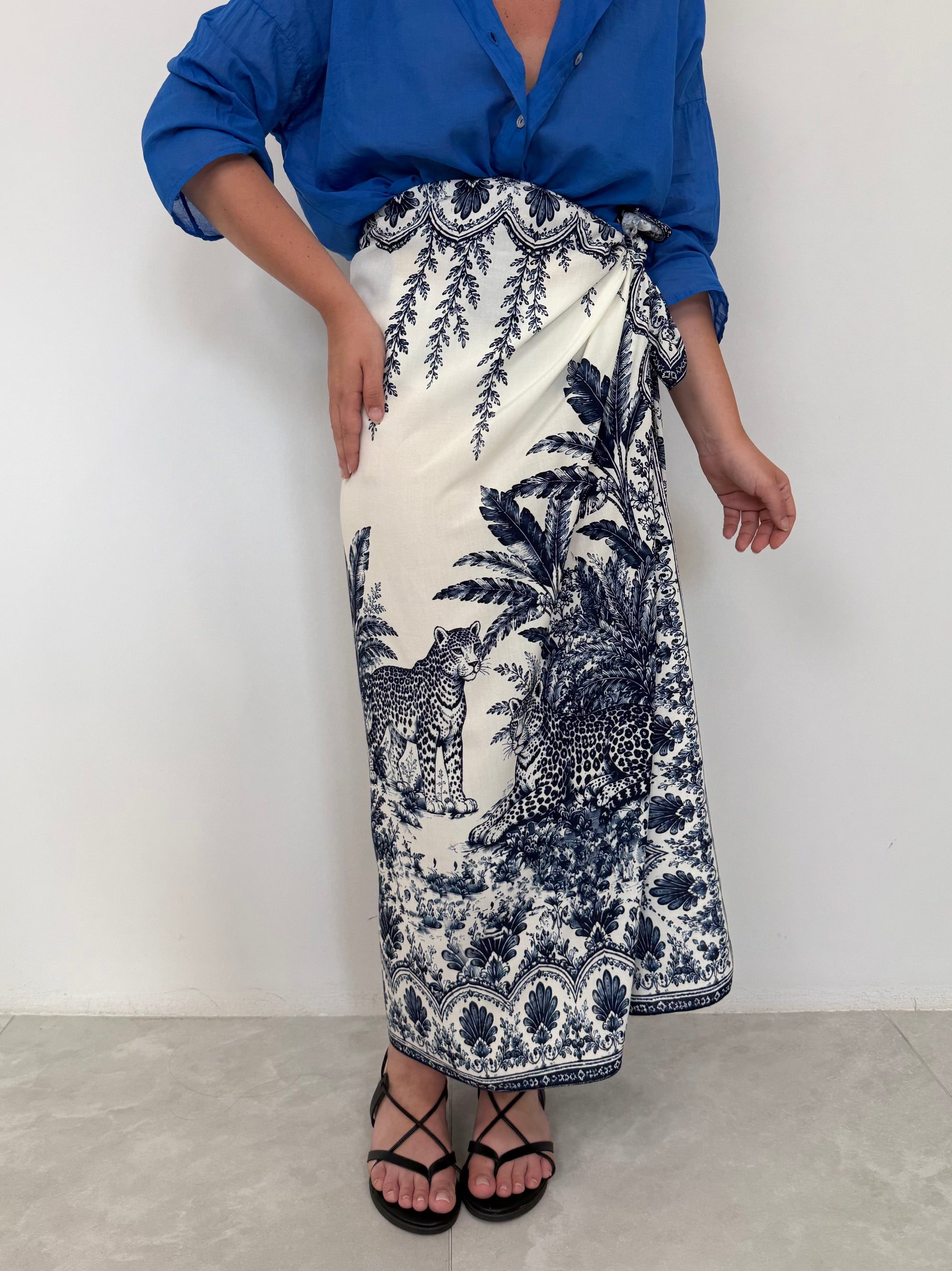 Tensione In - Gonna pareo lunga jungle blu