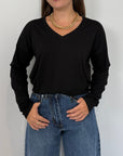 SusyMix - Maglia scatola scollo V nera