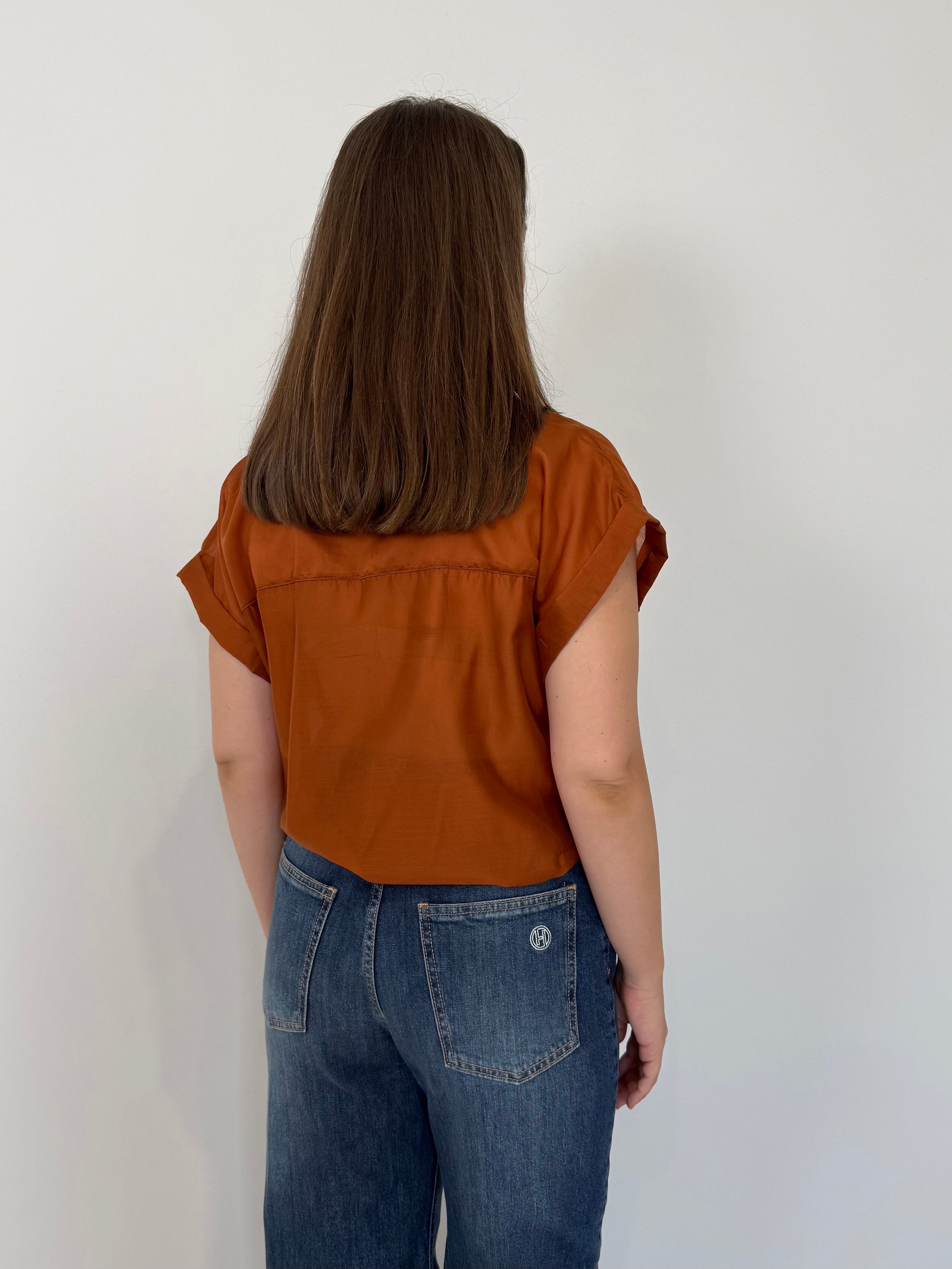 SusyMix - Camicia con tasca paillettes mattone