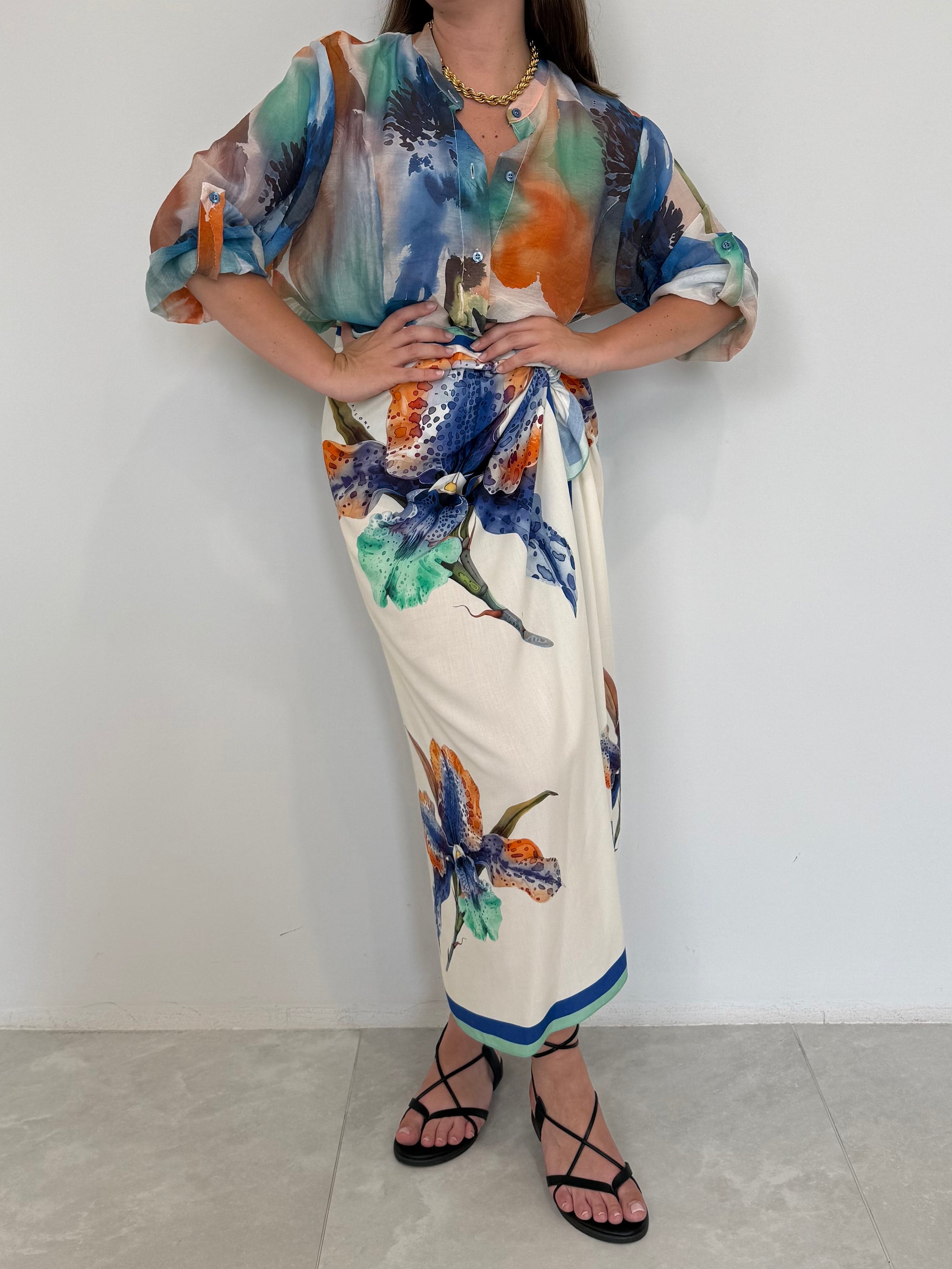 Haveone - Gonna pareo lunga orchidea blu