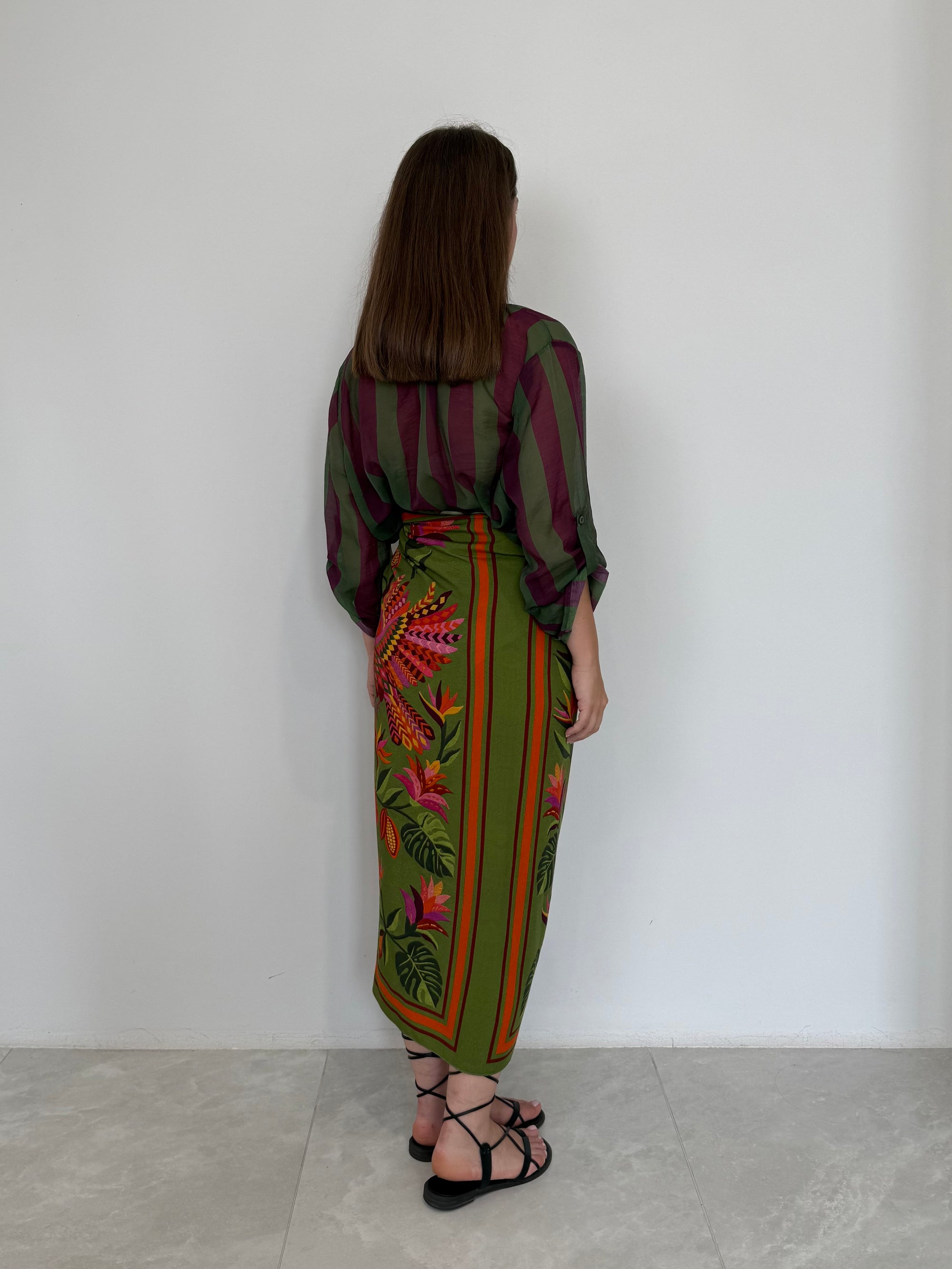 Haveone - Gonna pareo lunga pappagalli verde