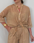 Haveone - Camicia in mussola di cotone nocciola