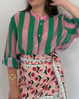 Haveone - Camicia righe larghe verde