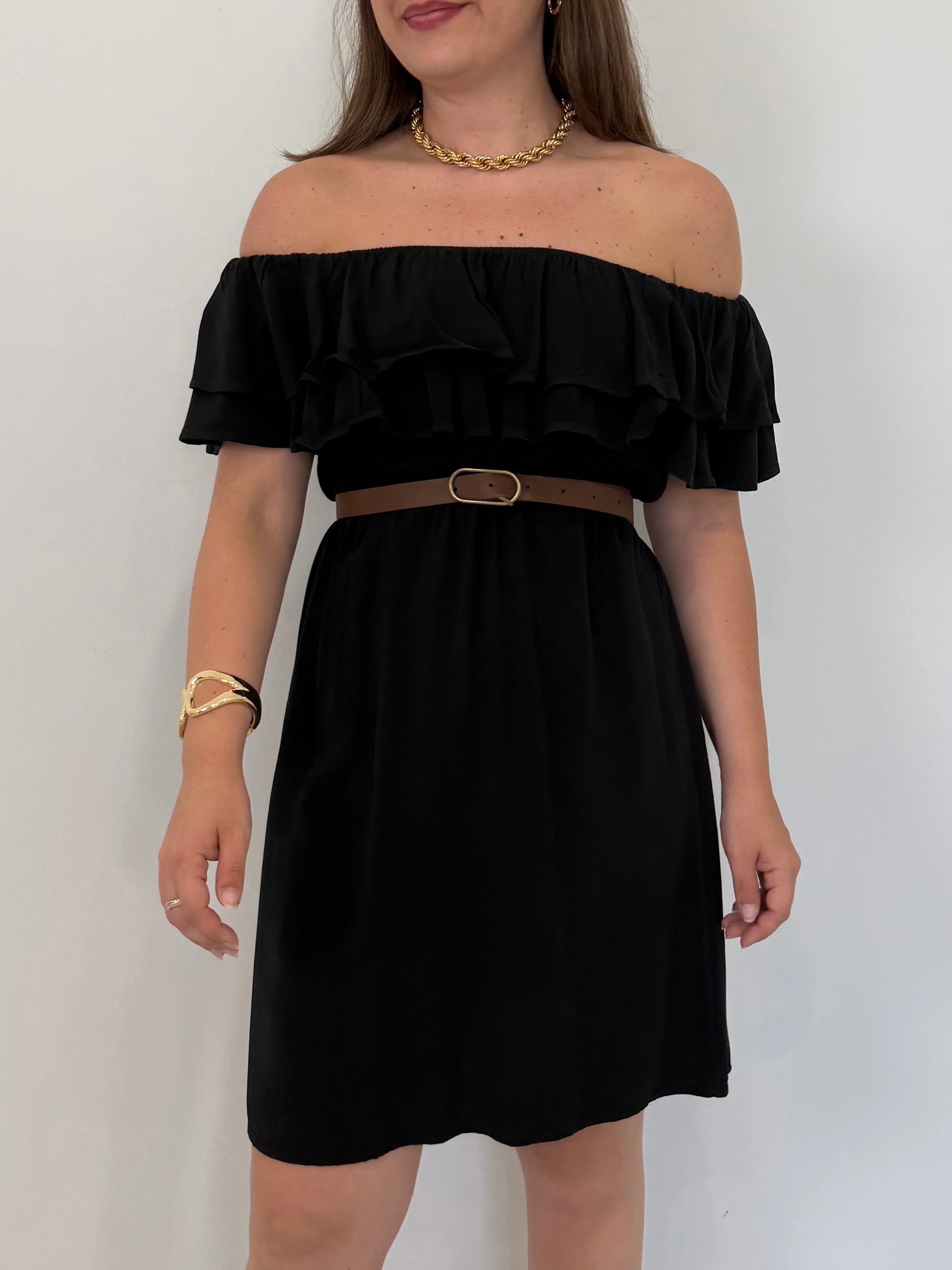 Kontatto - Abito shiffer con balze nero