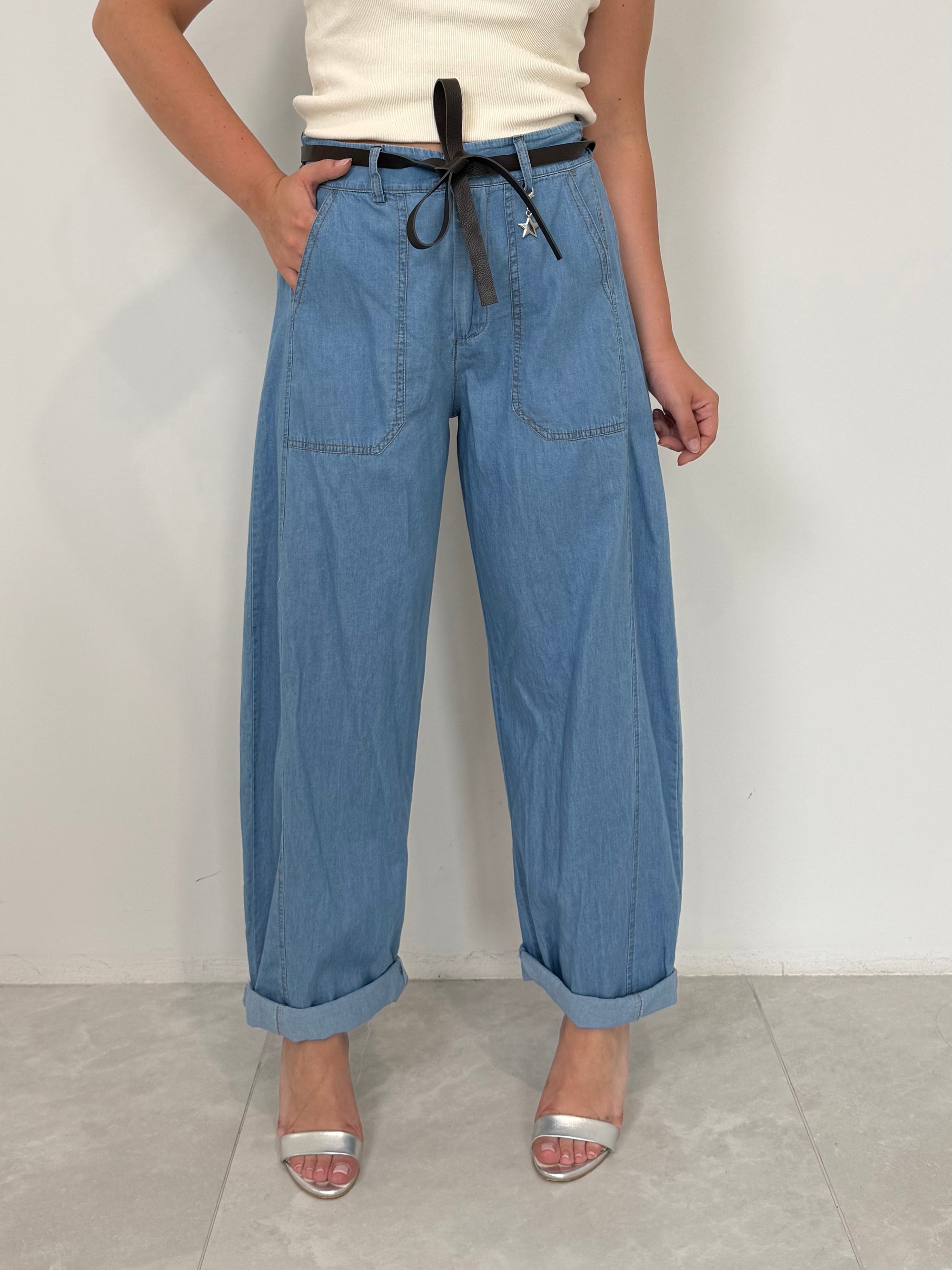 SusyMix - Pantalone con stellina chambray
