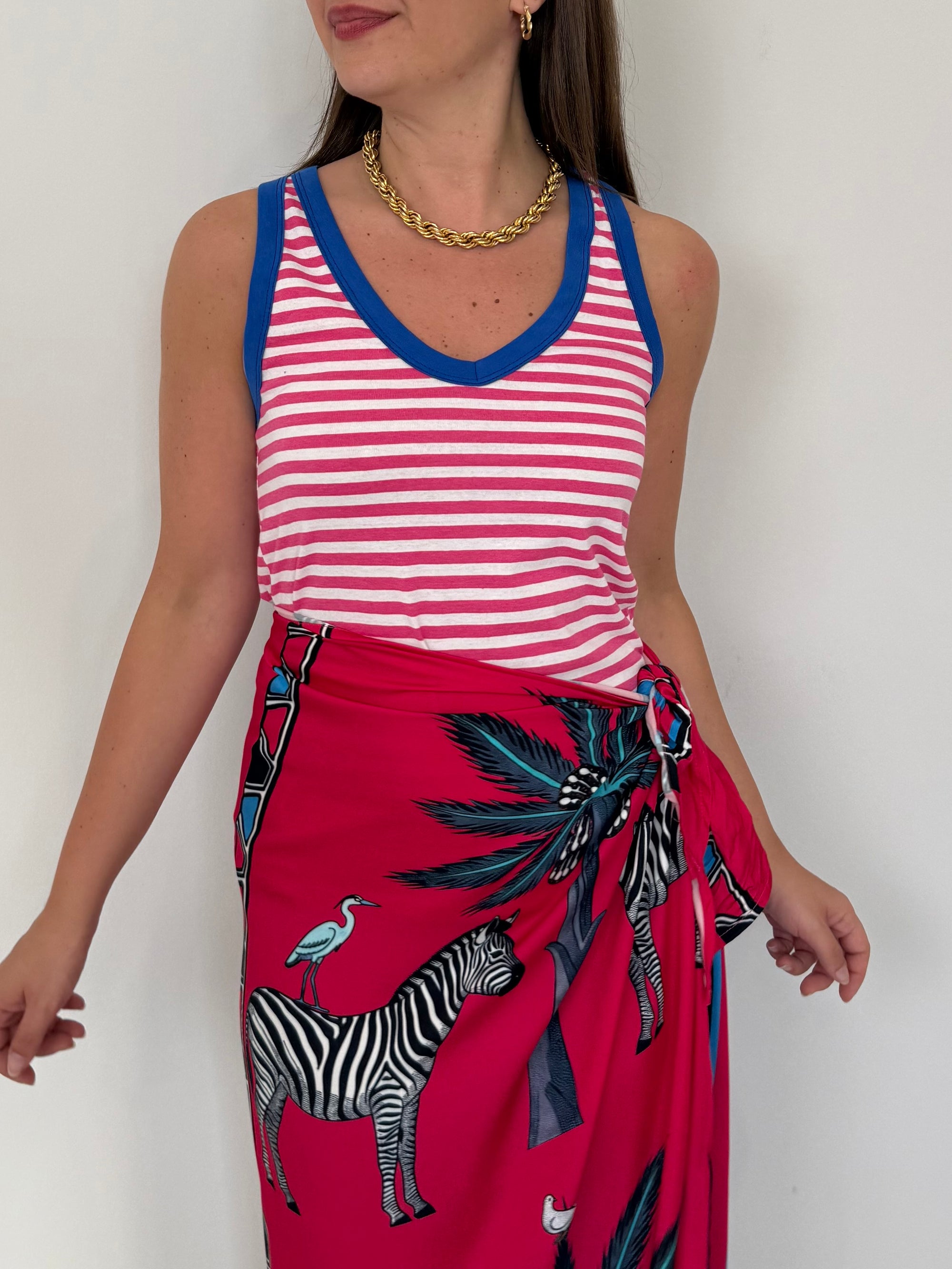 SusyMix - Canotta righe rosa contrasto blu
