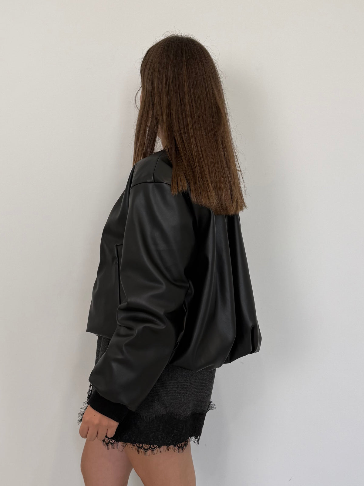 Haveone - Bomber in ecopelle nero