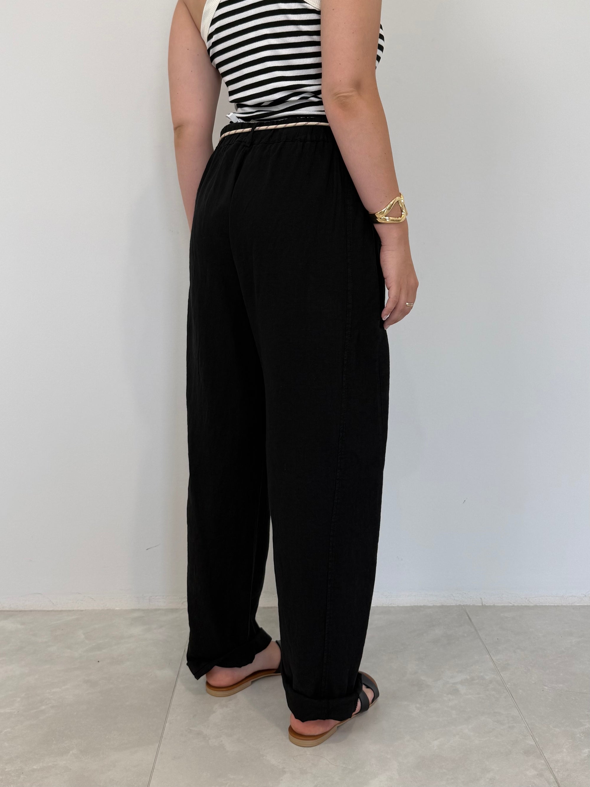 SusyMix - Pantalone no stellina in lino nero