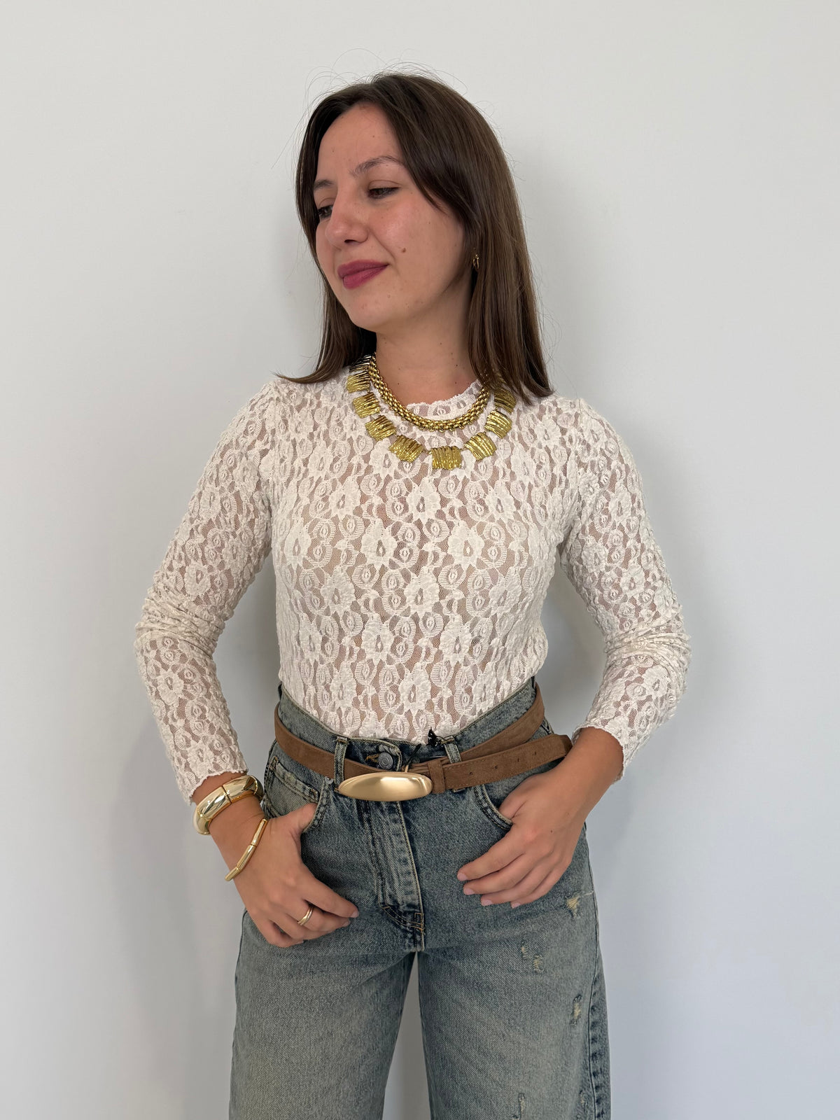Haveone - Body in pizzo bianco