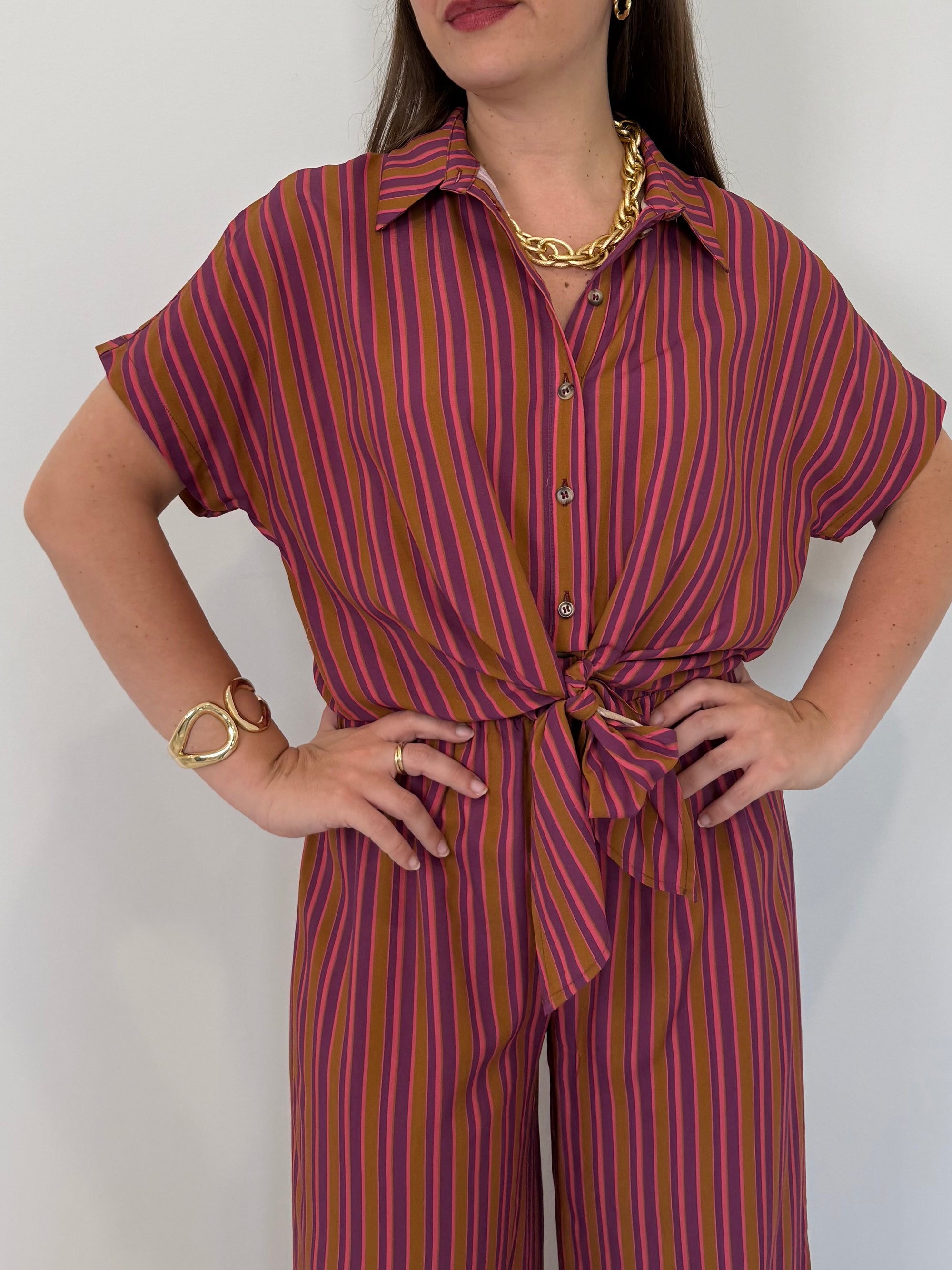 Haveone - Camicia millerighe viola