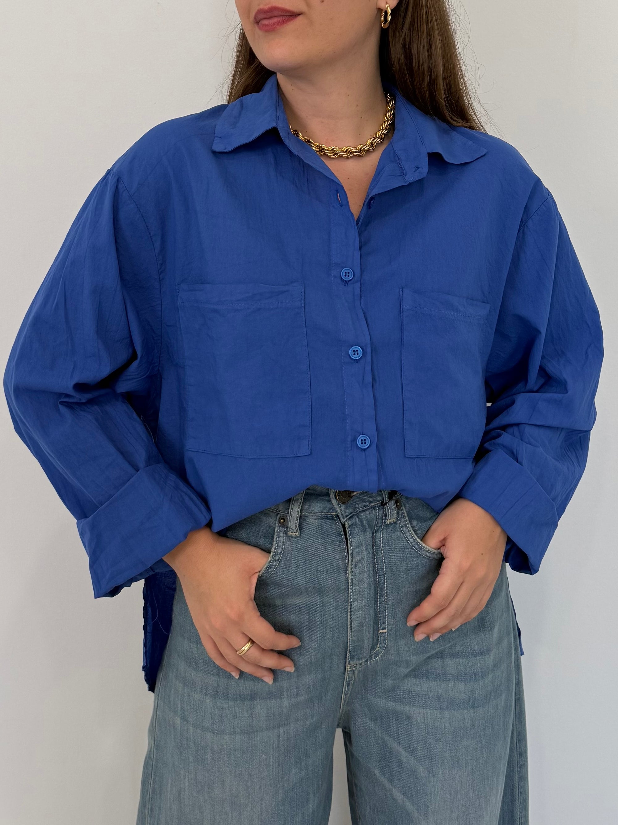 Haveone - Camicia doppia tasca blu royal