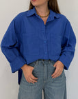 Haveone - Camicia doppia tasca blu royal