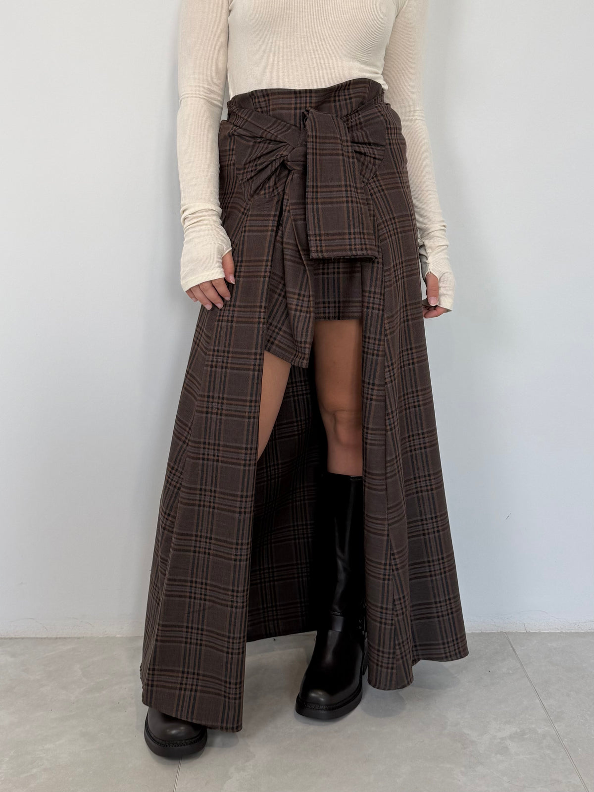 Haveone - Gonna lunga con maniche camicia moro