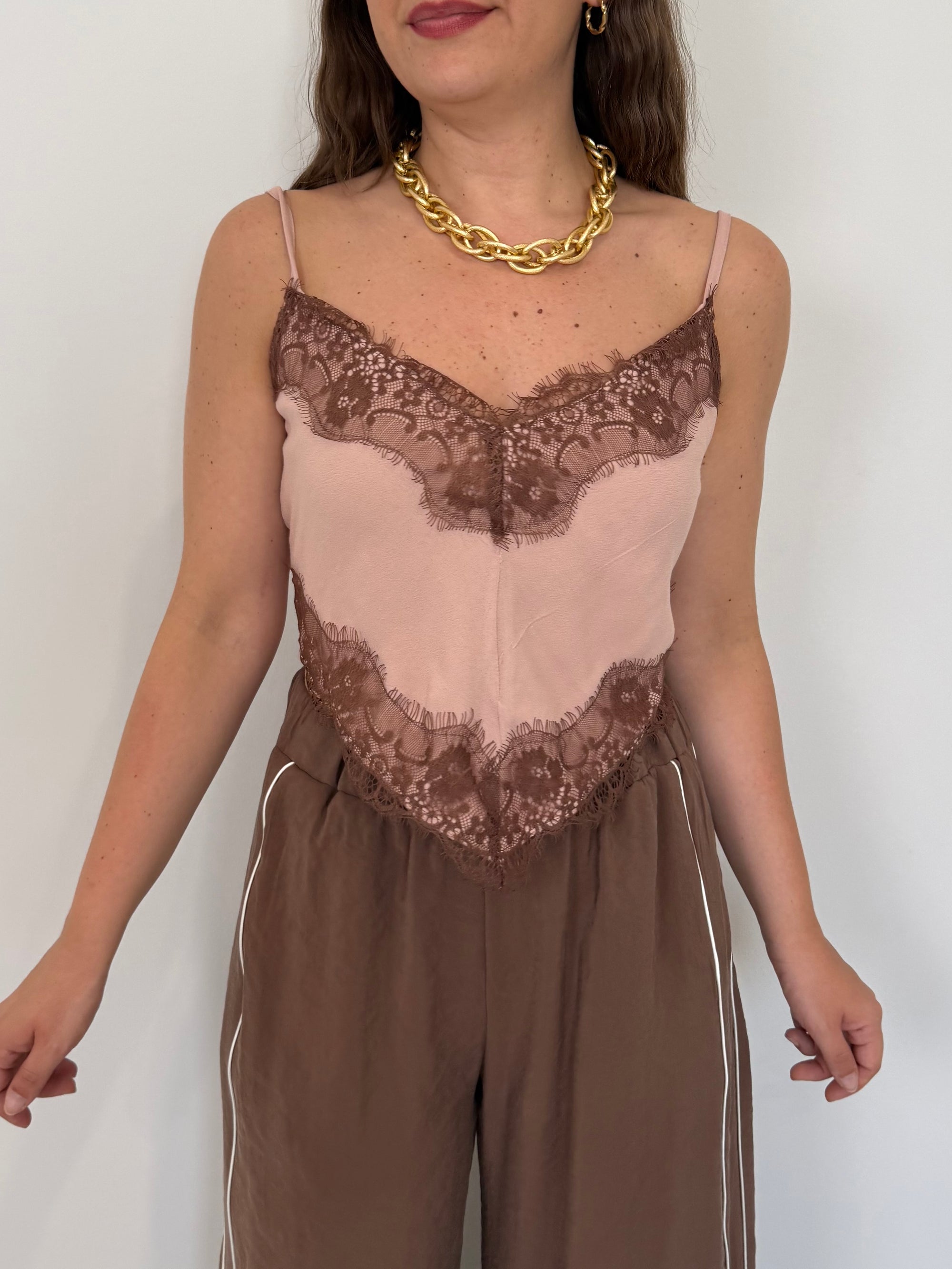 Haveone - Top punte in pizzo rosa