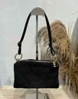 Civico23 - Mini pochette in camoscio nero