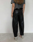 Haveone - Pantalone barrel ecopelle nero