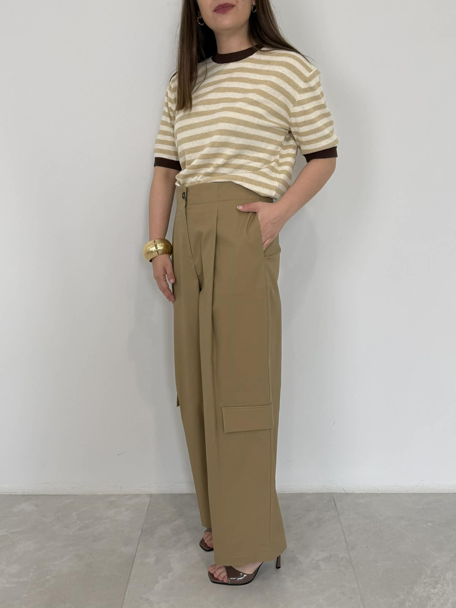 Tensione In - Pantalone tasca bassa sabbia