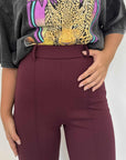 Haveone - Pantalone in punto milano bordeaux