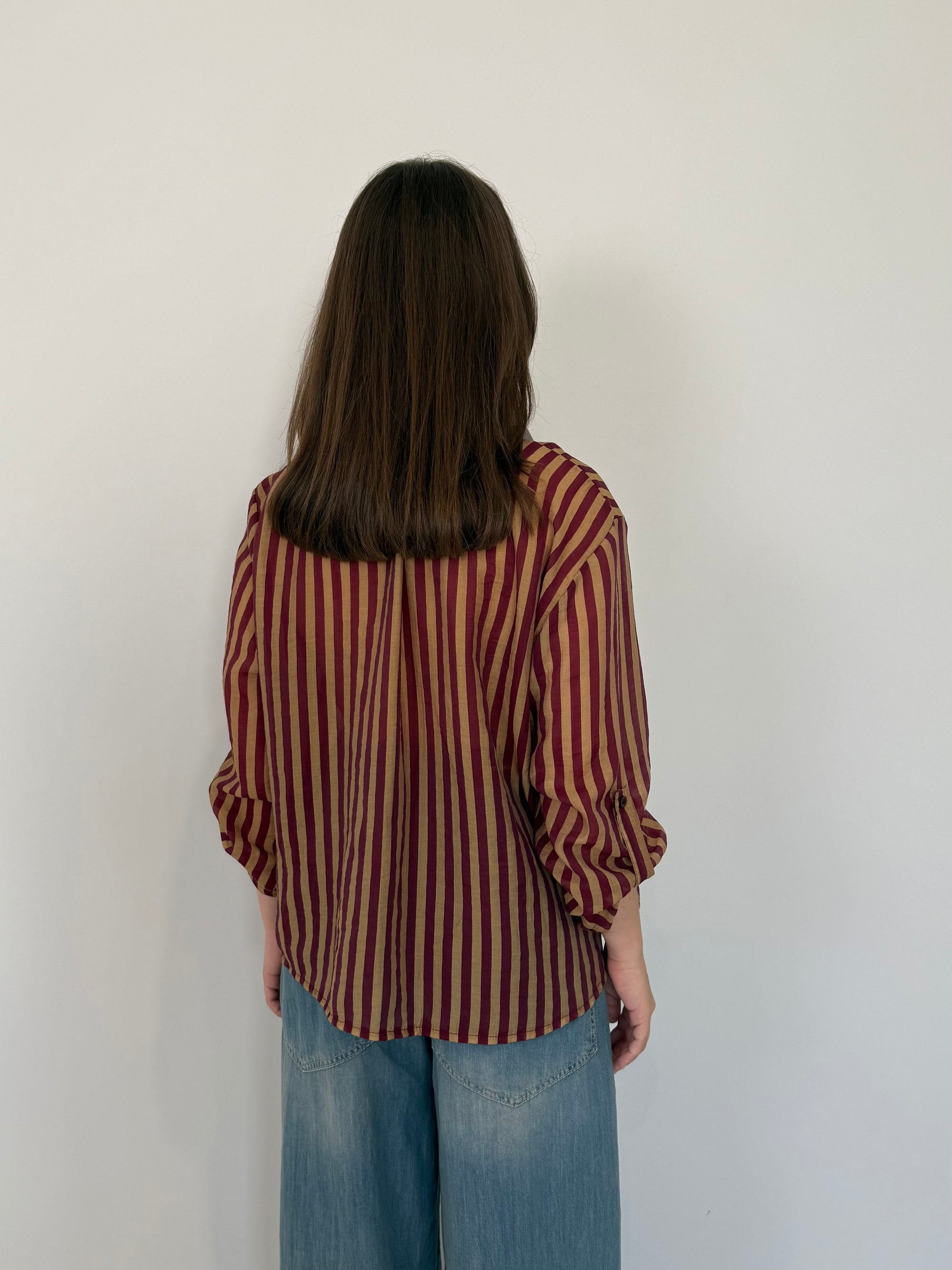 Haveone - Camicia righe bordeaux/sabbia