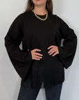 Haveone - Maglia con frange nera