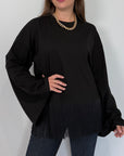 Haveone - Maglia con frange nera