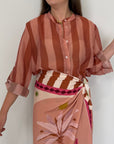 Haveone - Camicia righe larghe rosa mattone
