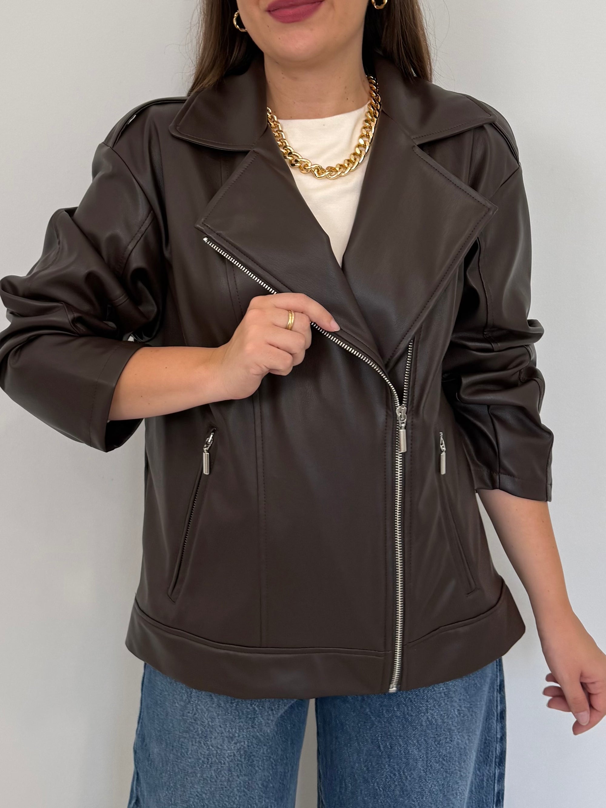 Haveone - Bomber in ecopelle liscia