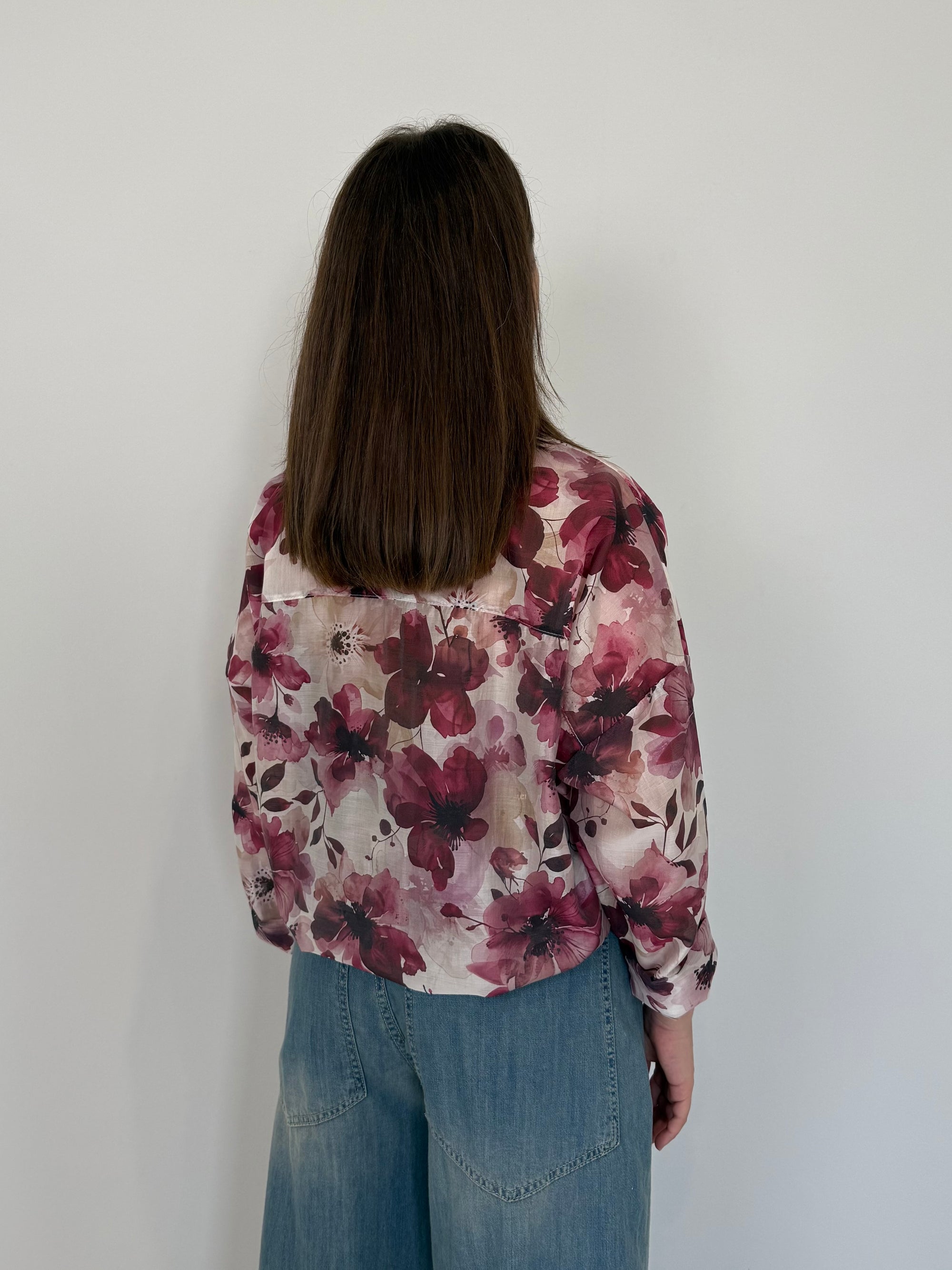 SusyMix - Camicia floreale con fiocco magenta