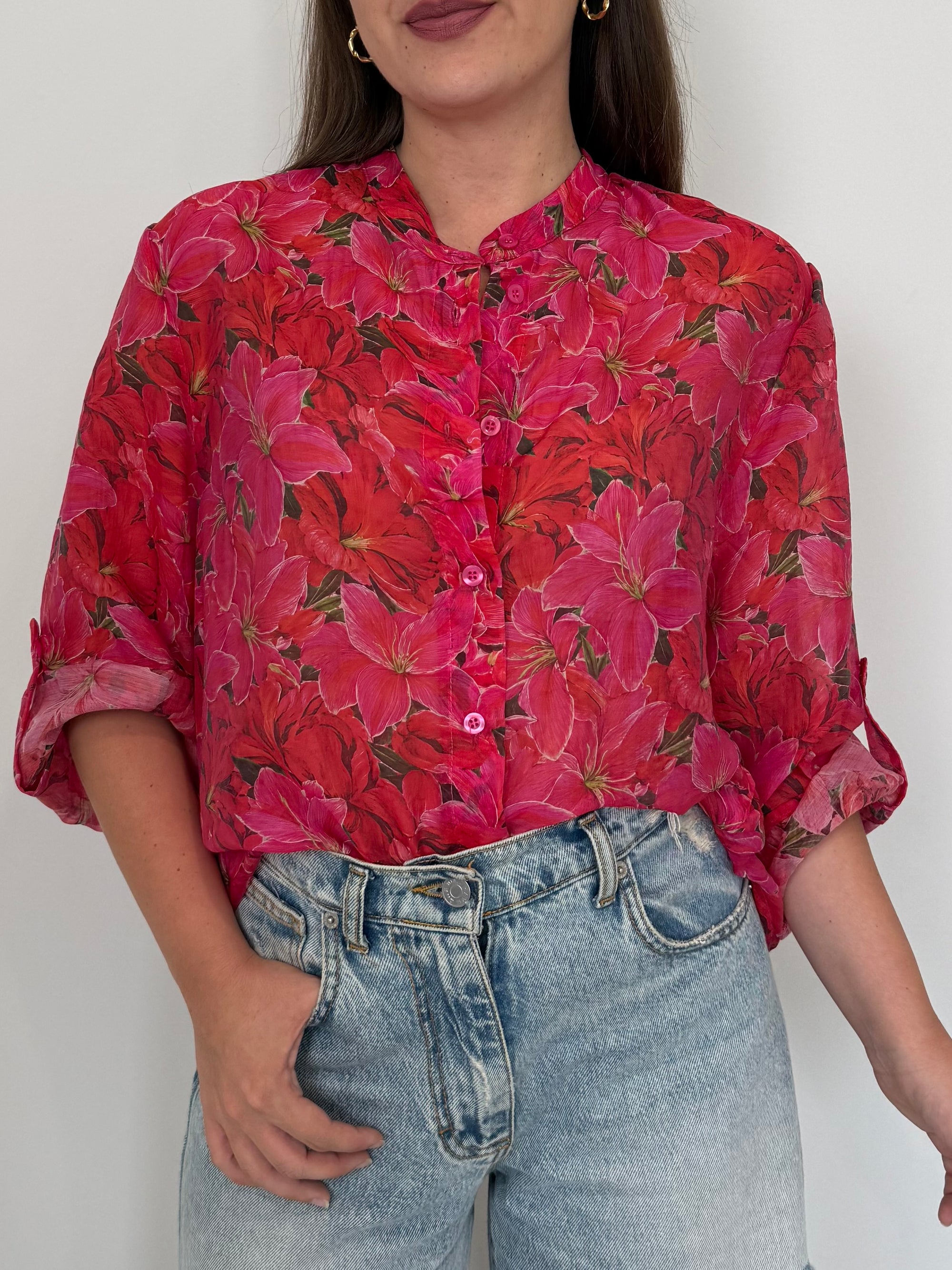 Haveone - Camicia floreale fuxia