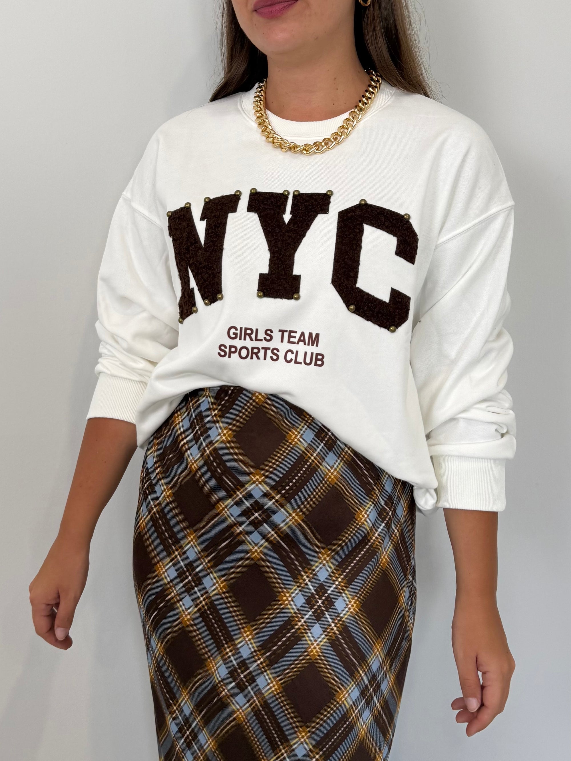Civico23 - Felpa bianca New York moro