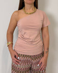 Haveone - T-shirt monospalla rosa