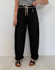 SusyMix - Pantalone no stellina in lino nero