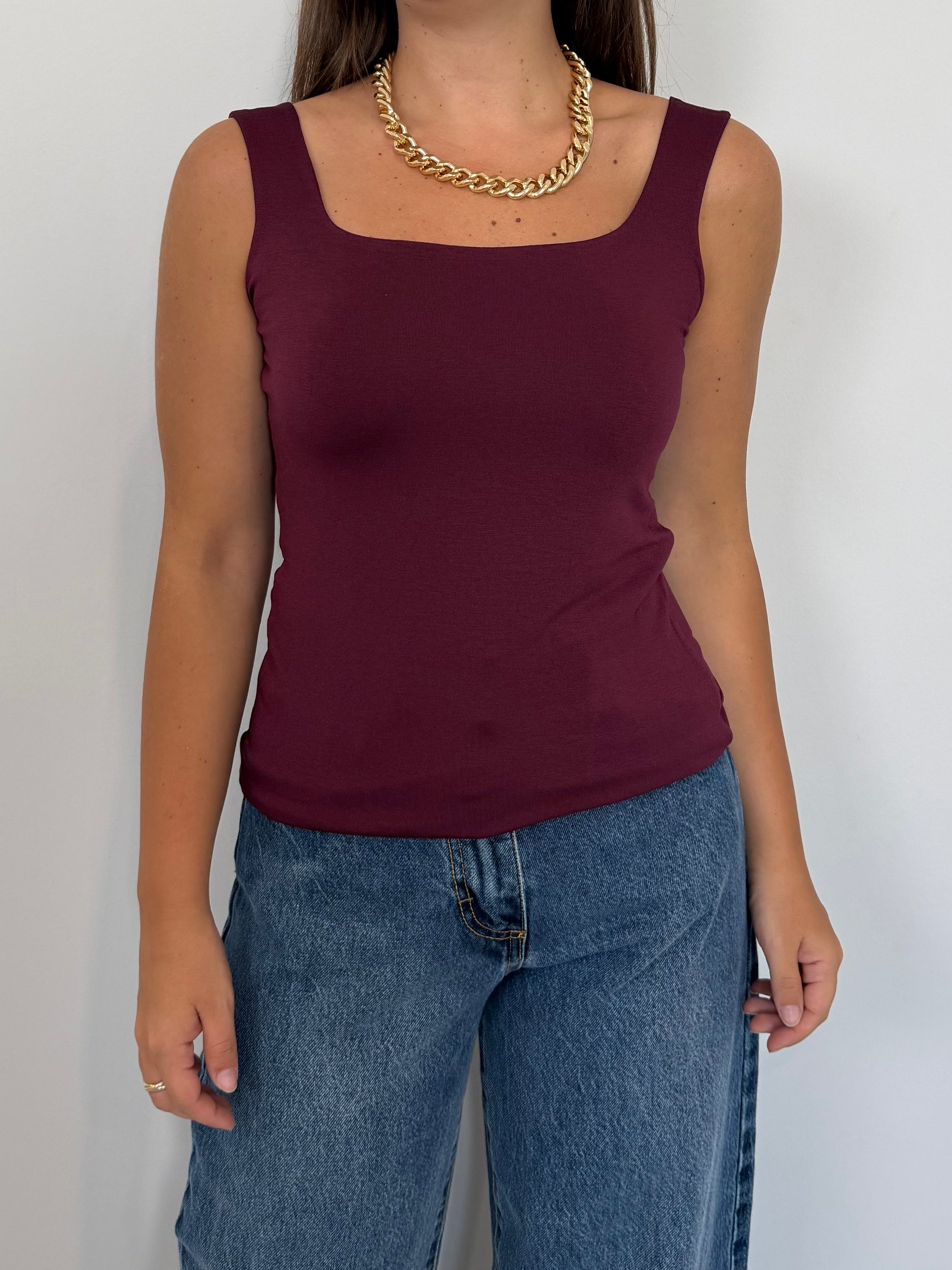 PRE-ORDINE 31/08: SusyMix - Canotta scollo quadrato bordeaux