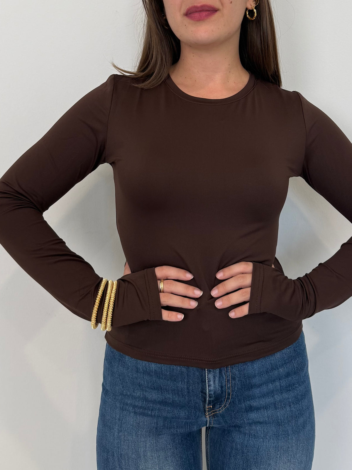 SusyMix - Maglia in lycra foro pollice moro