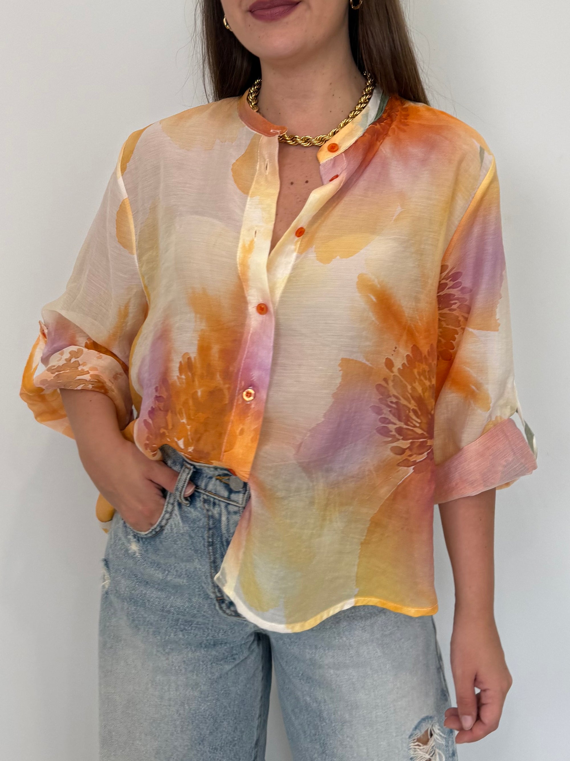 Haveone - Camicia acquerello arancio